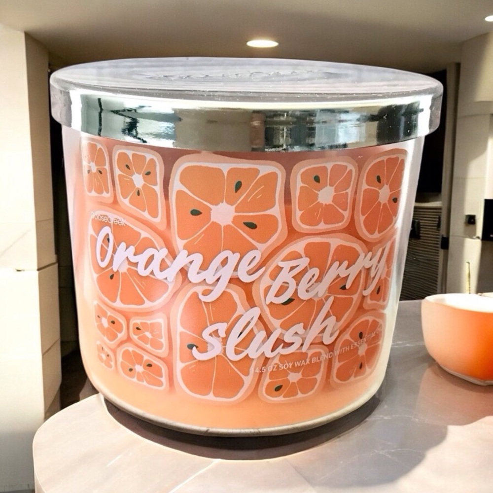 🆕40+hrs Orange Berry Slush 3 Wick Candle